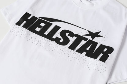 Hellstar Graphic Logo Rhinestone Vintage White T-Shirt