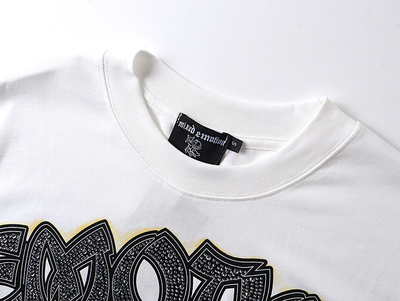 Mixed Emotion 'Arch Angel' Rhinestone Tee - White