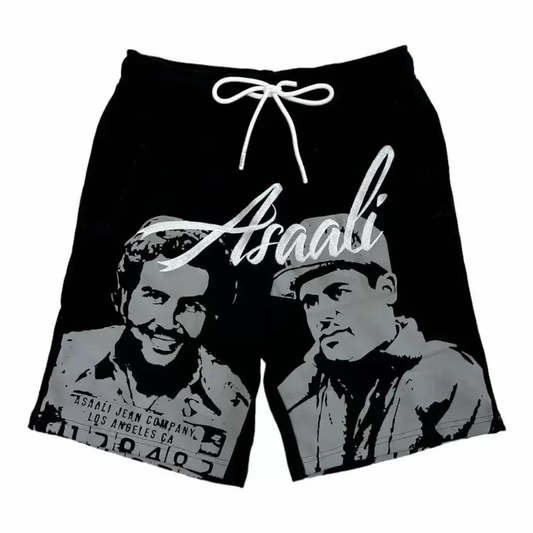 Asaali "Oreo Cartel" Graphic Fleece Shorts - Black