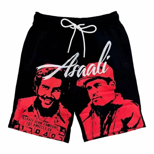 Asaali "Oreo Cartel" Graphic Fleece Shorts - Red