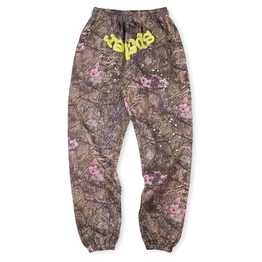SP5DER Web OG Camo Track Pants Brown | Unisex Y2K Baggy Cargo Joggers,  Cotton-Fleece