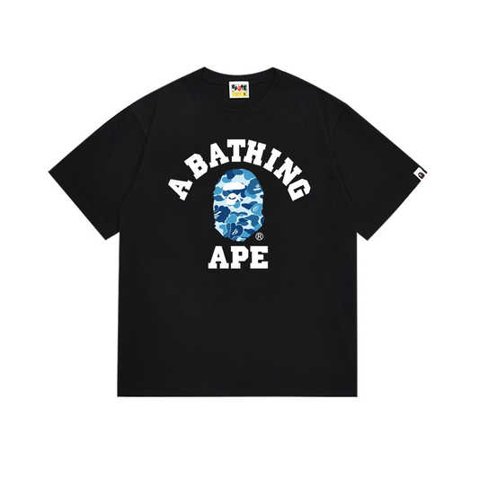 BAPE ABC Camo College Tee Black Blue Classic Ape Head T-Shirt