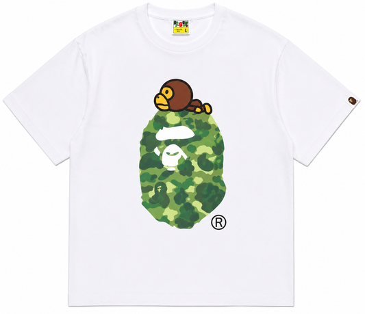 BAPE ABC Camo Milo On Big Ape Tee White/Green