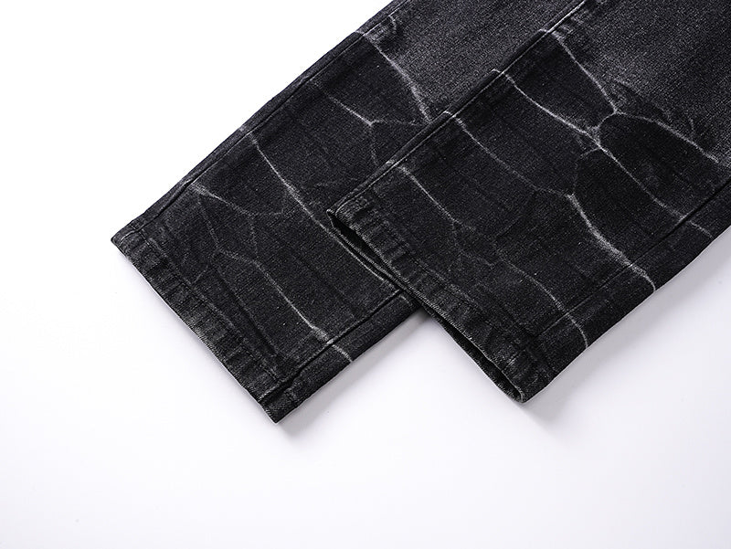 AMIRI Style Hip Hop Butterfly Graphic Embroidered Slim Fit Ripped Jeans for Men