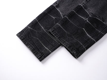 AMIRI Style Hip Hop Butterfly Graphic Embroidered Slim Fit Ripped Jeans for Men