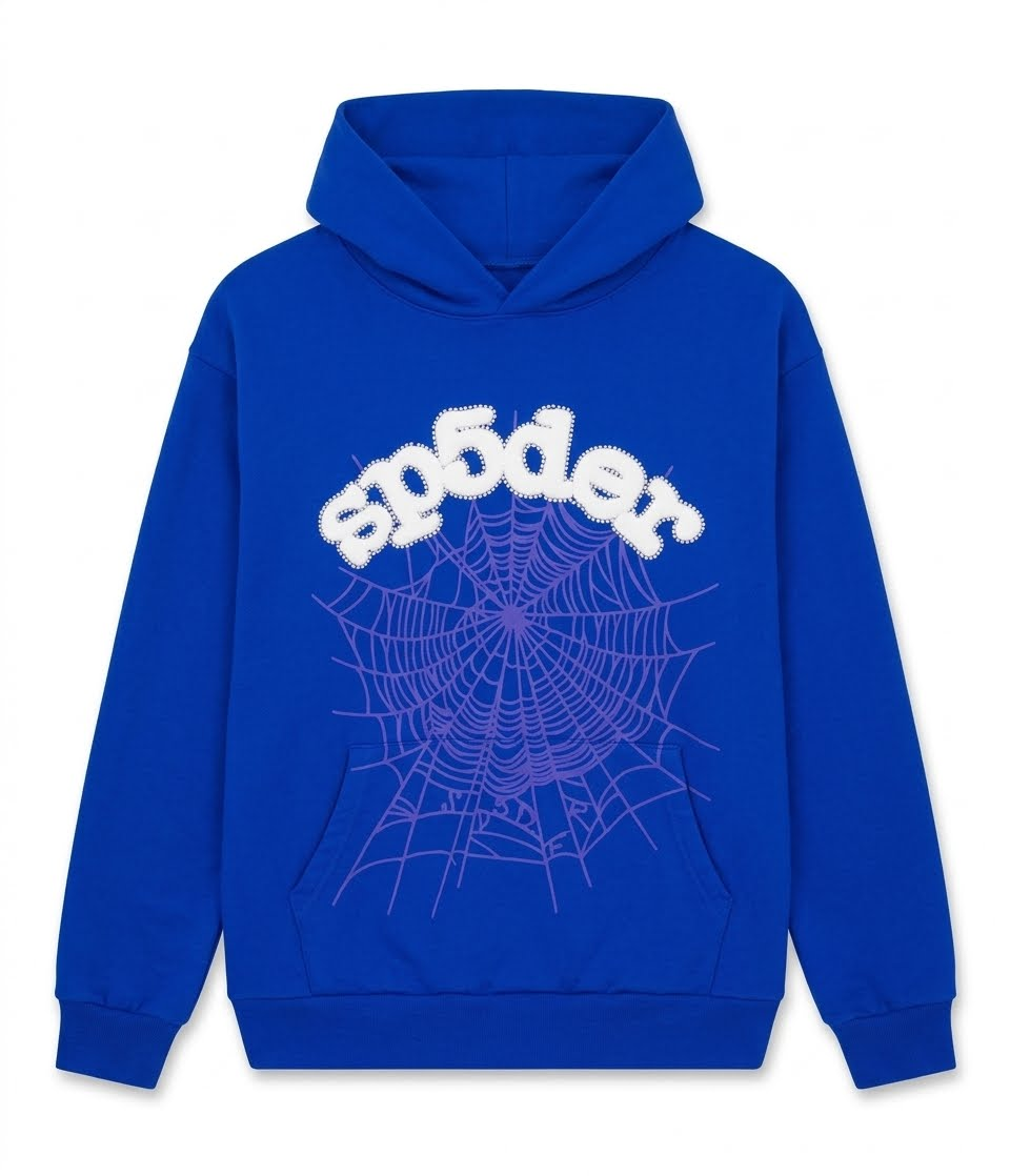 Sp5der OG Rhinestone Logo Hoodie 'Blue'