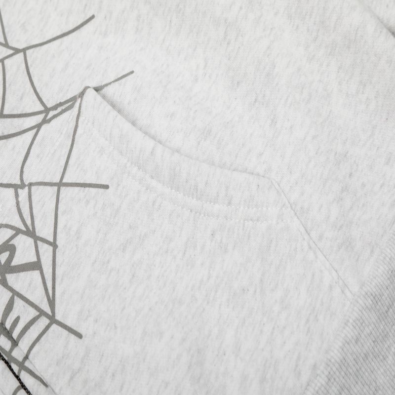 Sp5der Atlanta Full-Zip Hoodie Heather Grey | Unisex Y2K Oversized Zip-Up Sweatshirt