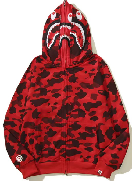 BAPE Color Camo Shark Full Zip Hoodie Red