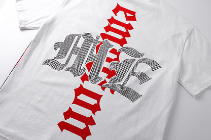 Mixed Emotion Vintage Rhinestone Letter Print T-Shirt Octopus Graphic Tee
