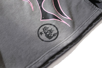 Hellstar Yoga Flame Outline Sweat Shorts Grey
