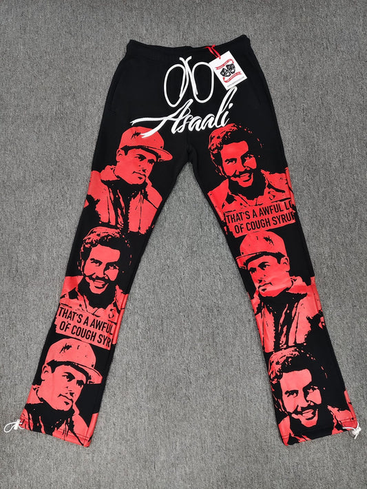 Red Graphic Sweatpants – "That’s A Awful Lot Of Cough Syrup" | Unisex Y2K Baggy Joggers
