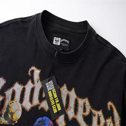 Godspeed Skeleton Baseball Pitcher Black L/S Tee – Black | Unisex Y2K Oversized Cotton Tee