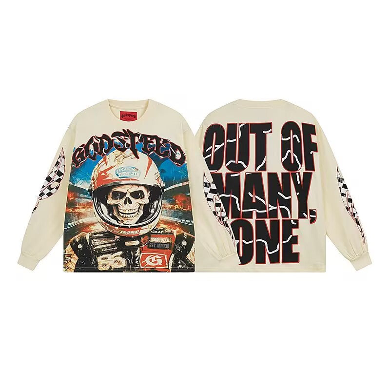 Godspeed  Skeleton Graphic Long-Sleeve Tee – Black | Unisex Y2K Oversized Cotton Tee