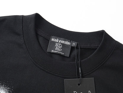 Mixed Emotion Rhinestone Cupid Black Tee