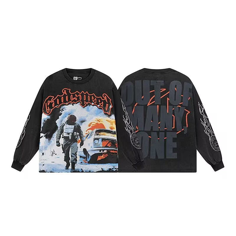 Godspeed Tactical Action Black L/S Tee – Black | Unisex Y2K Oversized Cotton Tee