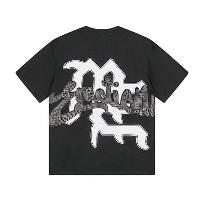 Mixed Emotion Rhinestone Cupid Black Tee