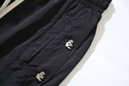 Hellstar Nylon Snap Button Track Pants Black