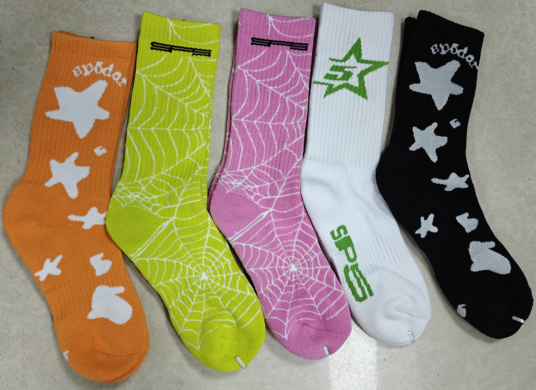 Sp5der All Over Print Star Crew Socks (Random Color)
