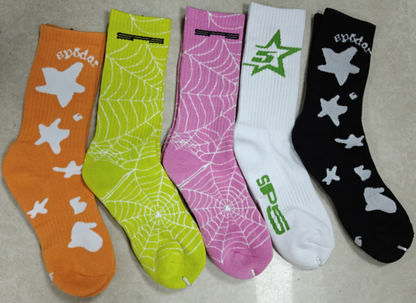Sp5der All Over Print Star Crew Socks (Random Color)