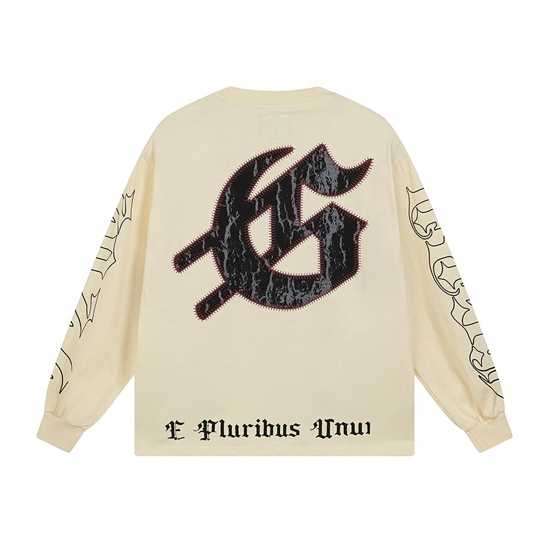 Godspeed Skeleton Baseball Batter Cream L/S Tee – Cream | Unisex Y2K Oversized Cotton Tee