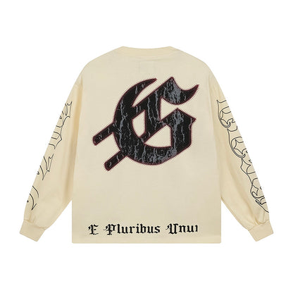 Godspeed Skeleton Baseball Batter Cream L/S Tee – Cream | Unisex Y2K Oversized Cotton Tee