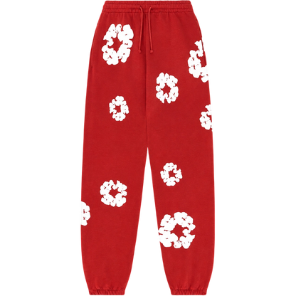 Denim Tears Inspired Cotton Wreath Sweatpants Red