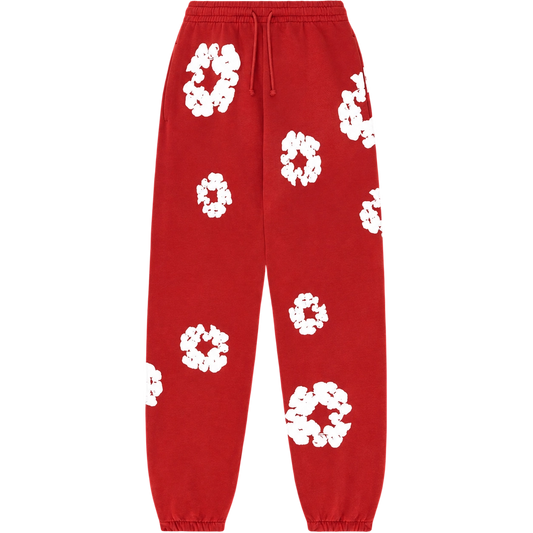 Denim Tears Inspired Cotton Wreath Sweatpants Red