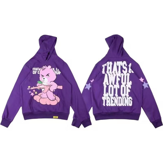 Bear Graphic Hoodie – New | Unisex Y2K Oversized Tie-Dye Pullover,  Streetwear Statement Top