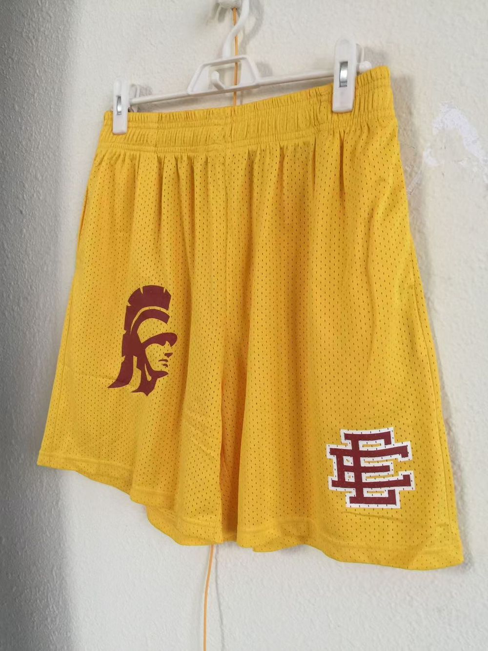 Men's Mesh Basketball Shorts – Eric Emanuel EE Shorts in with Yellow Stylish Graphic & Deep Pockets