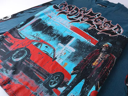 Godspeed Gas Station Graphic Long-Sleeve Tee – Black | Unisex Y2K Oversized Long-Sleeve Tee