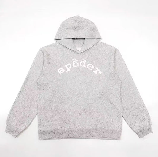 Sp5der Light Grey VVS Hoodie New | Unisex Y2K Oversized Graphic Sweatshirt