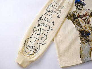 Godspeed Skeleton Baseball Pitcher Cream L/S Tee – Cream | Unisex Y2K Oversized Cotton Tee