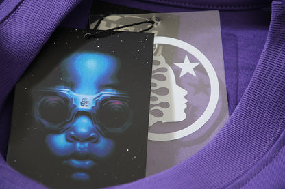 Hellstar Path To Paradise Goggles Print Oversized Tee Purple Vintage Wash