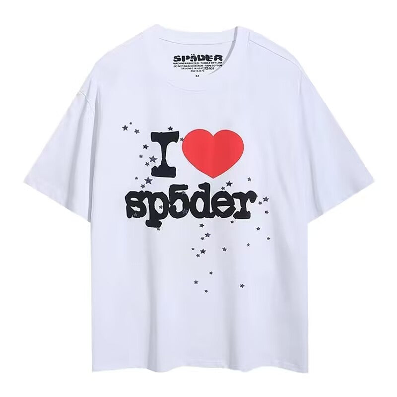 Men's Spider T-shirt Classic White Streetwear with Tiny Logo