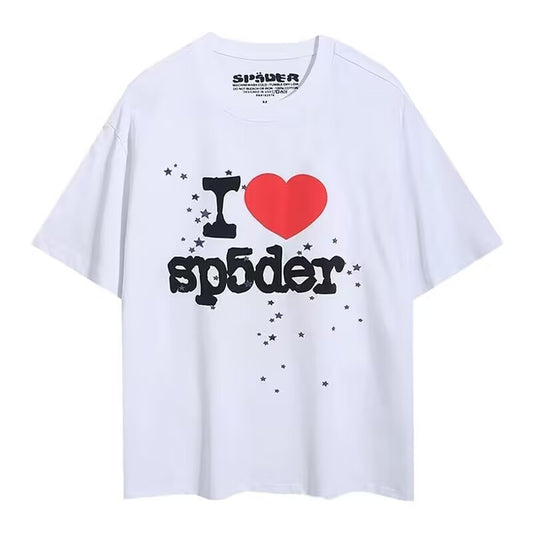 Men's Spider T-shirt Classic White Streetwear with Tiny Logo