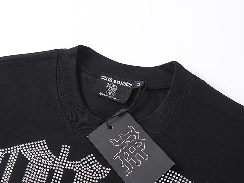 Mixed Emotion Rhinestone Diver Tee Y2K Hip Hop T-Shirt