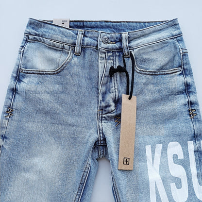 Ksubi Van Winkle Men's Light Blue Print Skinny Fit Jeans