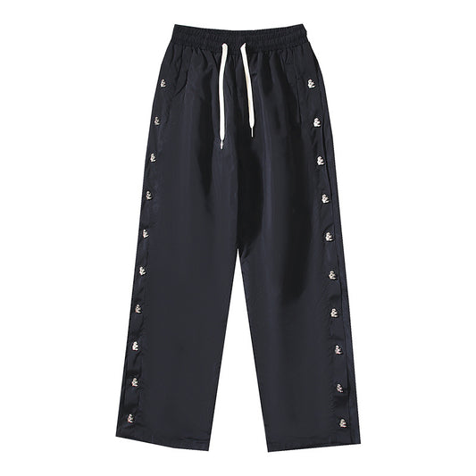 Hellstar Nylon Snap Button Track Pants Black