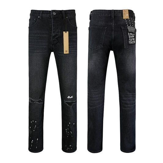Ksubi Chitch Men's Black Distressed Paint Splatter Jeans