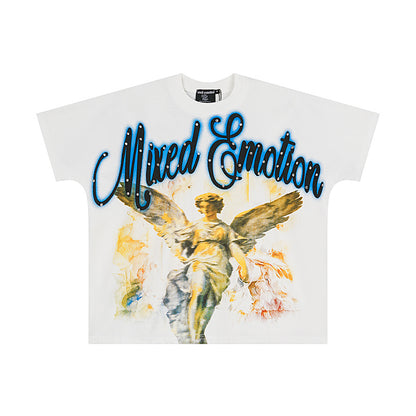 Mixed Emotion Rhinestone Angel Graphic Tee Y2K Cropped Top