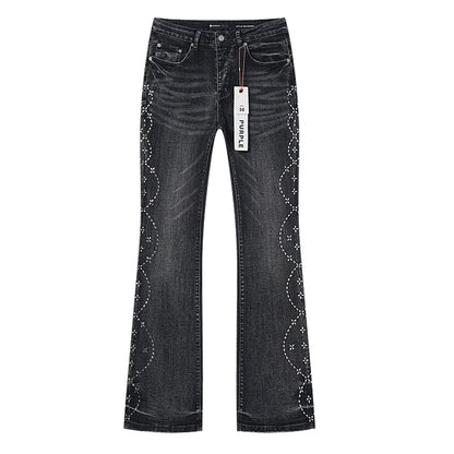 Purple Brand Wave Stitching Flare Jeans Black