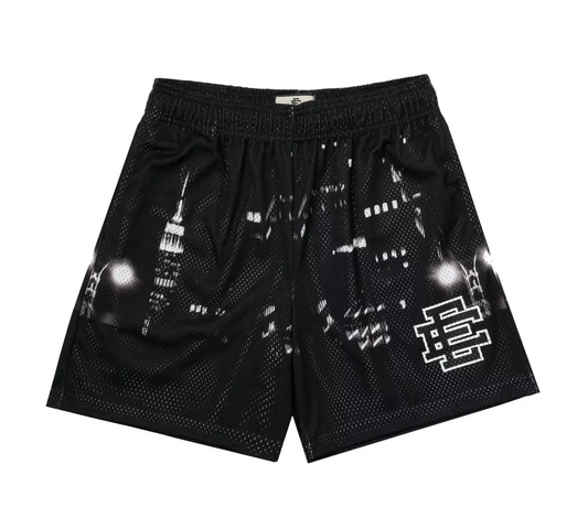 Eric Emanuel EE Baggy Shorts – Men's Black Mesh Basketball Shorts with Signature 'EE' Logo