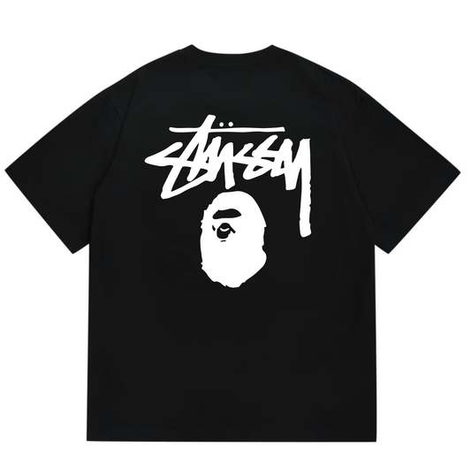 Stussy x BAPE Ape Head Logo Tee Black