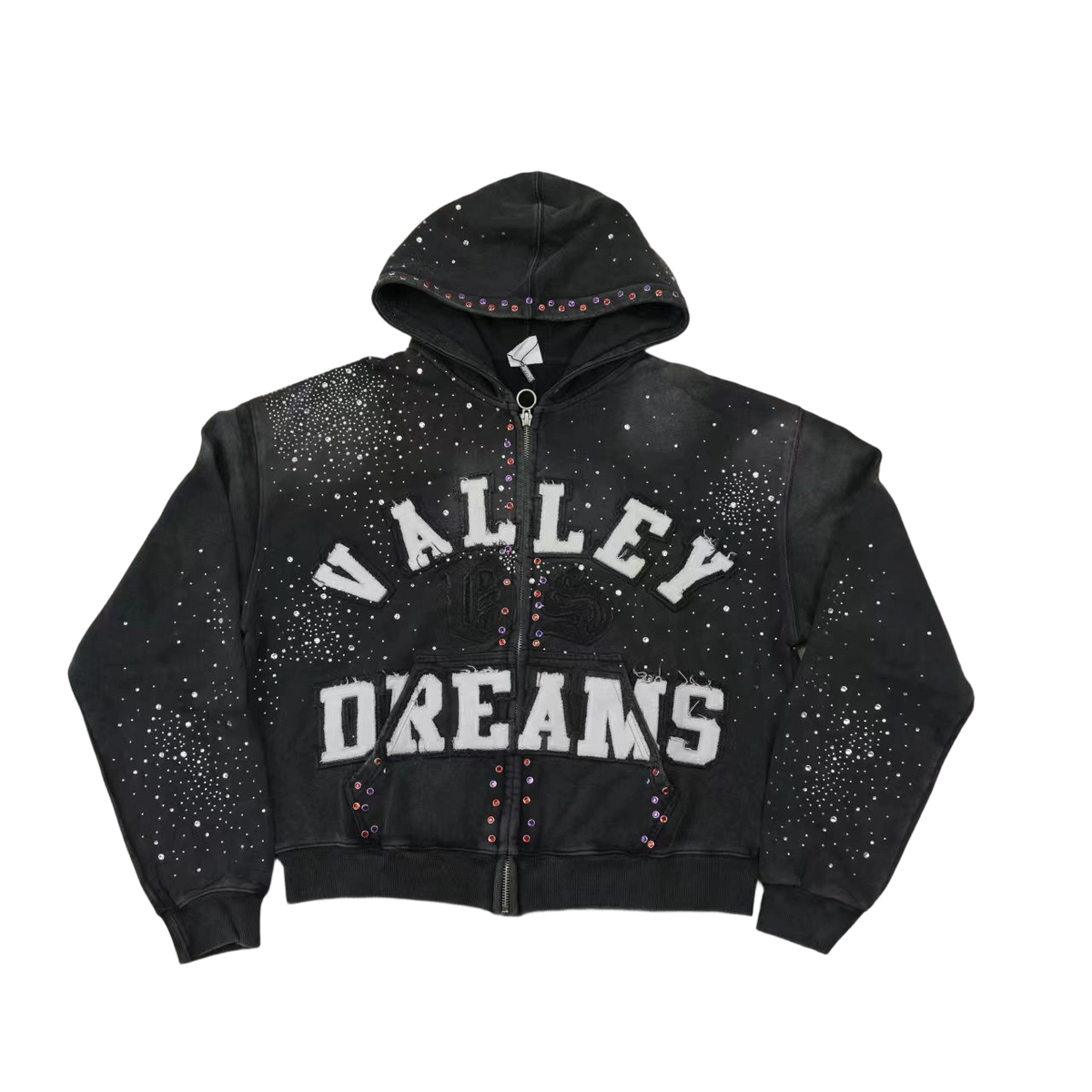 Vale Forever Valley Dreams "Black Classico" Rhinestone Zip Up Hoodie
